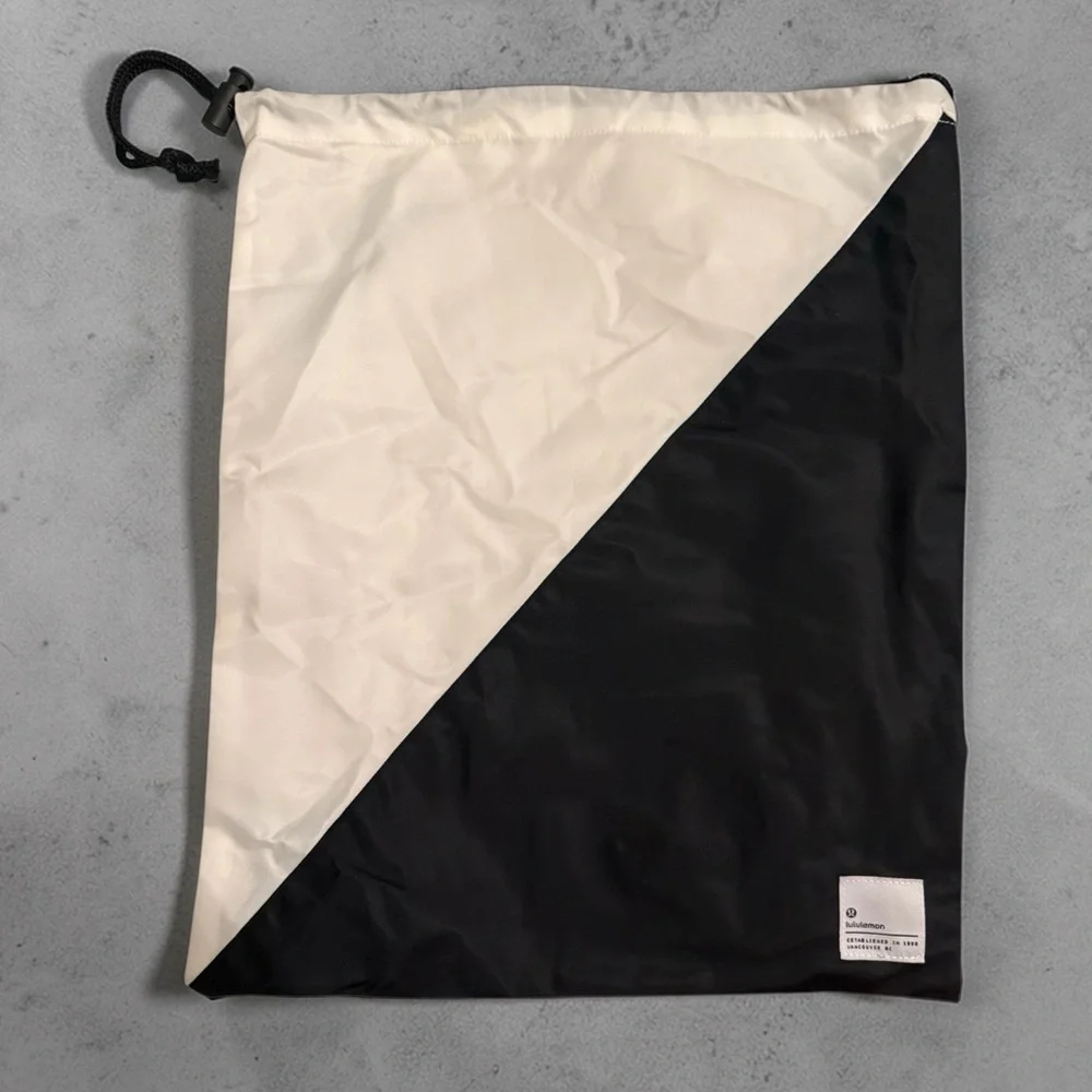 Lululemon Two-Tone Black and White Drawstring Dust Bag